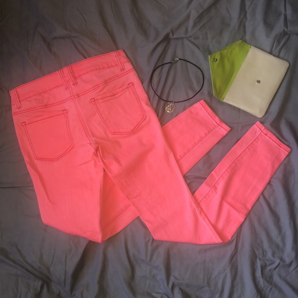 Grane Neon Pink Acid Wash Skinny Jeans Size 5 - Picture 4 of 7